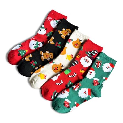 FOSDICK 5 paires Chaussettes de Noël Femme Homme, Chaussette Noel Drôle, Chaussettes Noel Unisexe, Chaussette de Noel Femme, Chaussettes Noël Homme Femme, Cadeaux de Noël, Taille 36-41