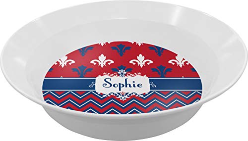 Personalized Patriotic Fleur de Lis Melamine Bowl - 12 oz
