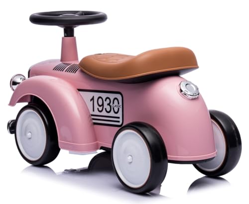 Rutschauto ab 1 Jahr Retro Classic, Rutschauto Indoor, Auto Kinder, Baby Auto, Gehhilfe mit Horn (Rosa) – Bild 4