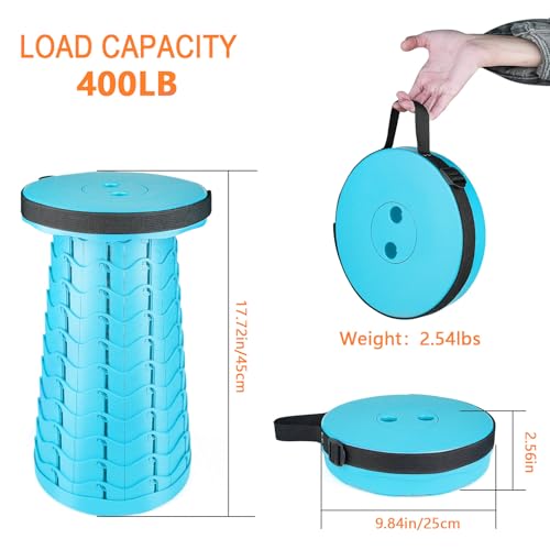 Image of Boreeman Upgraded Folding Stool Lightweight Yet More Sturdy with Load Capacity 400lbs Portable Collapsible Stool for Camping Fishing Hiking BBQ (Light Blue)