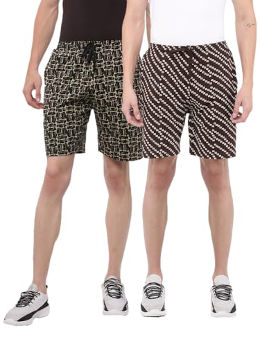 Image of Dollar Solid Men's Shorts | All-Over Print | One Side Zipper Pocket with Label Branding | Self Waistband with Drawcord | Wide Array of Attractive Prints