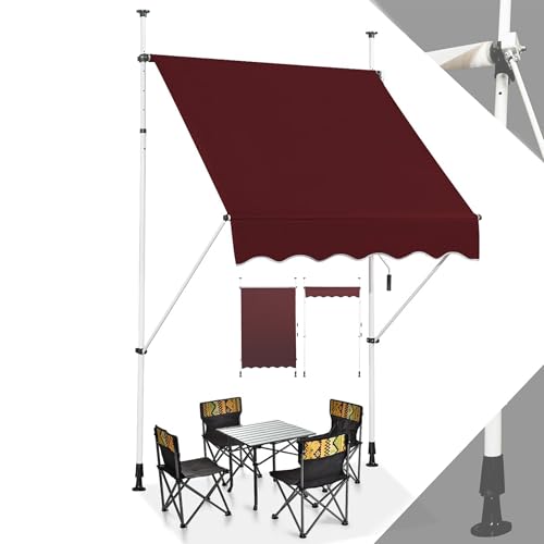 RELAX4LIFE Store Banne Manuel sans Perçage, Auvent Balcon Rétractable avec Manivelle, Tissu Oxford Anti-UV Imperméable, Hauteur Réglable 2-3 M, Store Banne...
