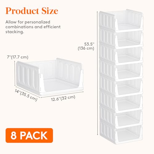 Image of Lifewit 8 Pack Stackable Closet Storage Organizers for Clothes 14 inch Depth
