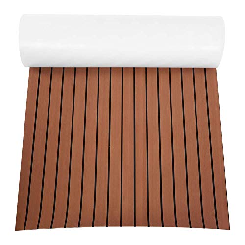 Teca Sintetica Barco, Alfombrilla para Suelo de Barco, Alfombrilla para Terraza, Lámina para Tarima de Teca EVA para Tarima Flotante, para Suelo de Yates y Caravanas (Marron Oscuro)