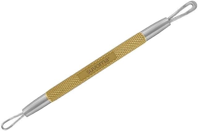 SC-1103-GLD Suvorna Ador Professional Whitehead Cleaner/Acne Remover & Comedone Extractor Gold Plated With Carrying Pouch