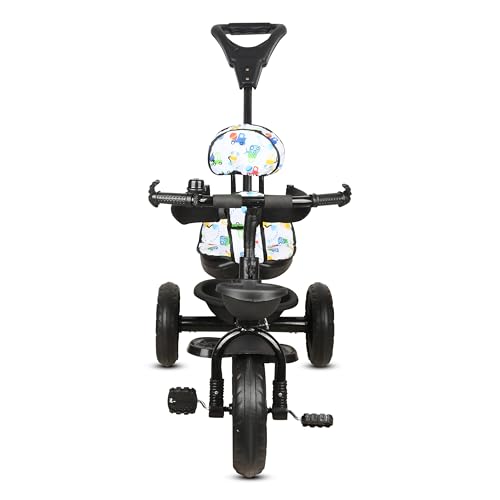 Image of Tricycle 1 Years to 5 Years with Removable Safety Guard and Parental Control Back Side Push Handle with Rubber Tyre for Kid's CR07 (Black 3)