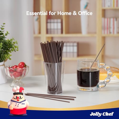 JOLLY CHEF 1000 Count Coffee Stirrers 7 Inch, Disposable Plastic Stir Sticks, Brown Drinking Stirrers Straws for Cocktail and Coffee