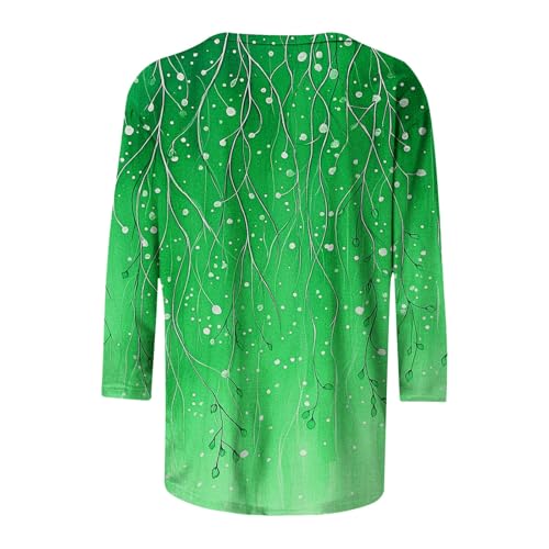 Image of 3 /4 Sleeve Tshirts Shirts for Women Vintage Flowers T Shirt Crew Neck Going Out Tops Elbow Length Sleeve Tops