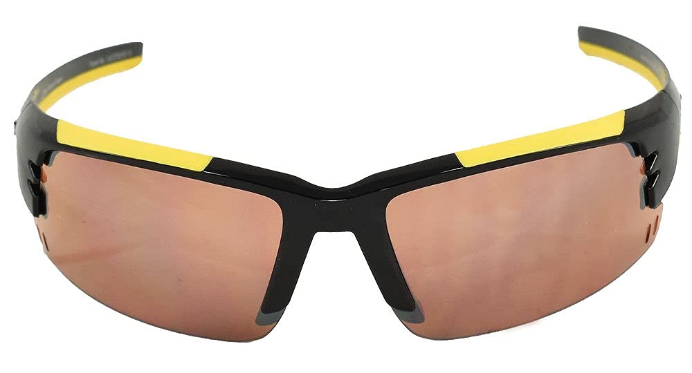 Maxx Wizard Golf Sports Sunglasses TR90 Black & Yellow Frame w/HD Amber Lenses