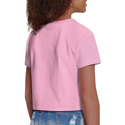 Image of Girl Crop Top Shirts for Summer Cute T Shirts Short Sleeve Tees for Kids 5-16