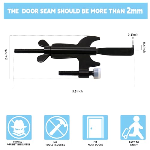 Portable Door Lock, Upgrade Travel Lockdown Security Door Locker, Home Safety Privacy Door Locker for Traveling Hotel Apartment College - Image 3