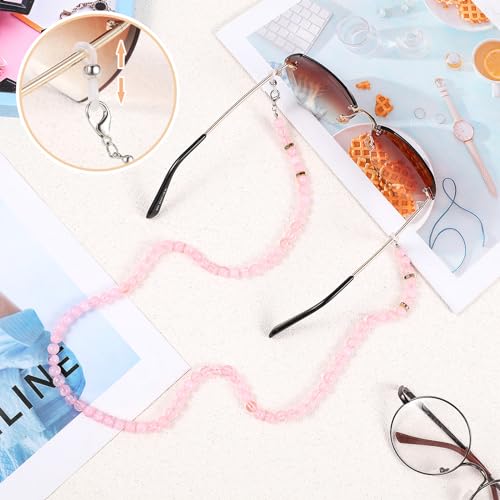 GEEHUA Women Acrylic Beaded Eyeglass Strap Holders, Eyewear Retainer Accessory Chain Sunglasses Lanyard Mask Holder(pink)