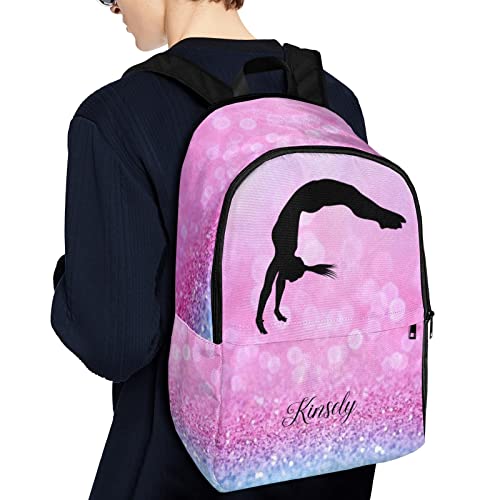 Gymnastics Girl Personalized Casual Backpack Custom Teen Unisex BookBag Colleage for Adult Travel Daypack Bag 17.7 IN2