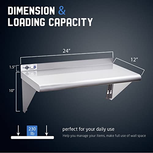 Image of Profeeshaw NSF Stainless Steel Shelf 12''x24'', Commercial Wall Shelving
