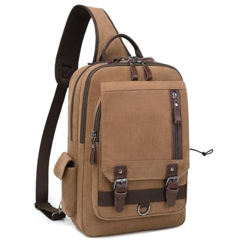 Image of mygreen Canvas Cross Body Messenger Bag Shoulder Sling Backpack Travel Rucksack