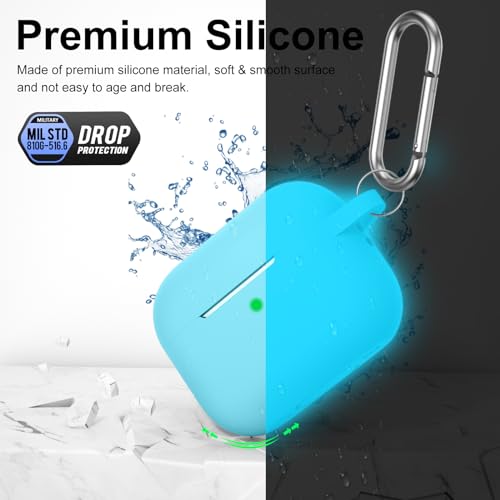 Image of for AirPods Pro 2nd 1st Generation Case Cover with Keychain, Protective Soft Silicone Skin Accessories for Apple AirPods Pro Charging Case 2022 /2019, Front LED Visible, Fluorescent Blue