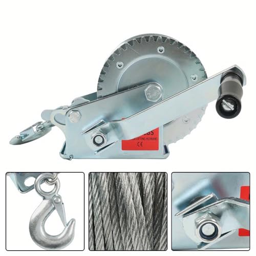 Manual Winch, Polipasto Manual 1600LBS con Cable de 10M miniatura 5