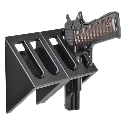 MINGOR Wall Mount Pistol Rack, 4 Handgun Holder for Gun Cabinet Storage, Pistol Holder for Wall, Shelf, Gun Safe Pistol Holder fits Most Handgun (2pcs)