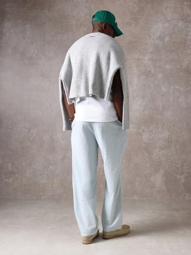 ZAFUL Mens Wide Leg Casual Pants Drawstring Color Block Striped Relaxed Fit Skater Trousers with Pockets4