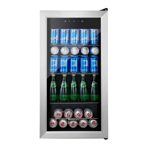 Kalamera Beer Fridge, 86L Freestanding Drinks Fridge with Glass Door, Digital Touch Control, Stainless Steel, KRC-80BV Cover