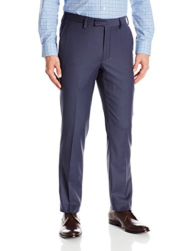 Louis Raphael LUXE Men's Slim Fit Flat Front Stretch Wool Blend Dress Pant, Dusk Blue, 32W x 32L