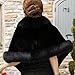 Old Dlrd Women's Winter Faux Fur Coat Wedding Bride Cloak Cape Shawl for Evening Party (Black)