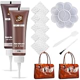 BAHME 2 Stück Lederreparatur Creme 20 ml, Leder Reparatur Set, Flüssigleder, Lederfarbe, Leder Restaurator, für Sofas, Schuhe, gegen Verschleiß, mit Werkzeugen (Braun)