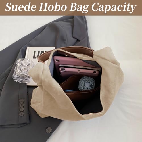 Image of Suede Bag for Women New Suede Tote Bags for Women Retro Slouchy Bag Brown Shoulder Bag Hobo Handbag