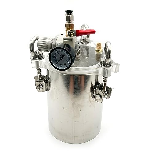 iDili 1-5L Stainless Steel Pressure Barrel with Transparent Acrylic Lid, Dispensing Storage Bucket Pressure Adjustable Tank (2L)