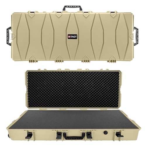 Eylar 48 Inch Intact Series Rolling Hard Rifle Case, Lightweight and Durable Stacker Design with Foam (Tan)