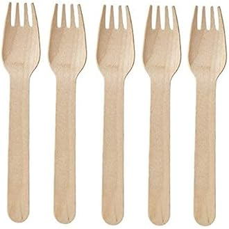 SANWALSA [ Pack of 100pcs, 140mm] Disposable Wooden Forks | Wooden Dining Tableware Fork Set | Ideal for Birthday, Wedding, Events & Party
