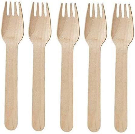 [ Pack of 200pcs, 140mm] Disposable Wooden Forks | Wooden Dining Tableware Fork Set | Ideal for Birthday, Wedding, Events & Party