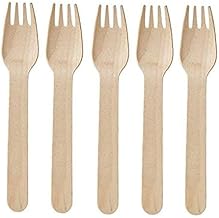 [ Pack of 100pcs, 140mm] Disposable Wooden Forks | Wooden Dining Tableware Fork Set | Ideal for Birthday, Wedding, Events & Party