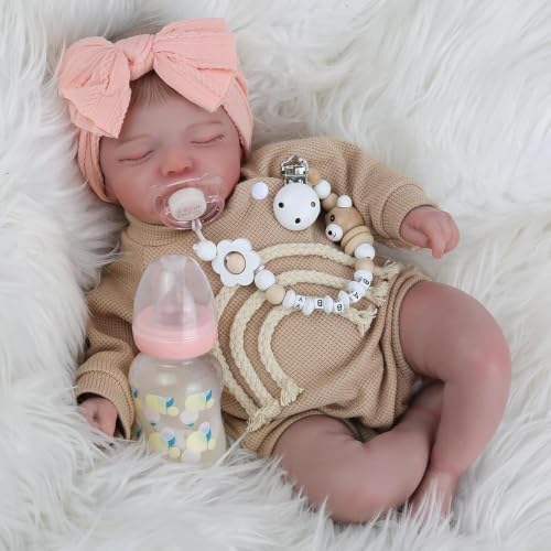 KSBD Lifelike Reborn Baby Dolls-20 inch Sleeping Realistic Newborn Baby Dolls Soft Cloth Body with Feeding Toy for Kids Age 3 +