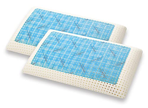 MARCAPIUMA - Pack de 2 Almohadas Viscoelásticas Memory GEL 70 cm con funda de protección 100% ALGODÓN - Almohada Viscoelástica GEL FRESCO VERANO - Ortopédica contra dolor de cuello