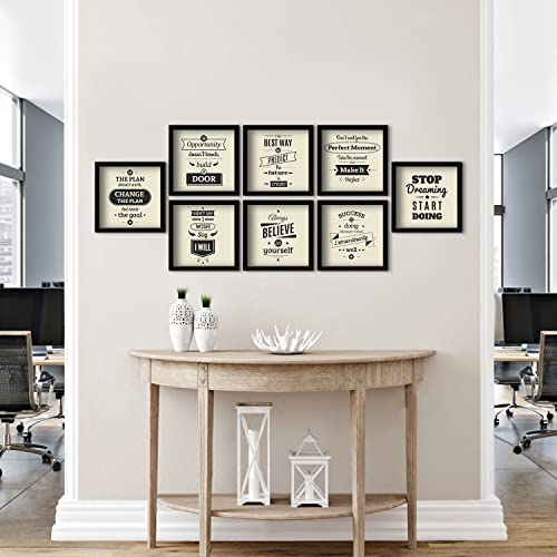Image of PAPER PLANE DESIGN Motivational Quotes Wall Framed Poster, Office Wall Decor, Inpirational Wall Frames with Quotes.Set of 8 (10 x 10 Inch) (MDF POSTERS)