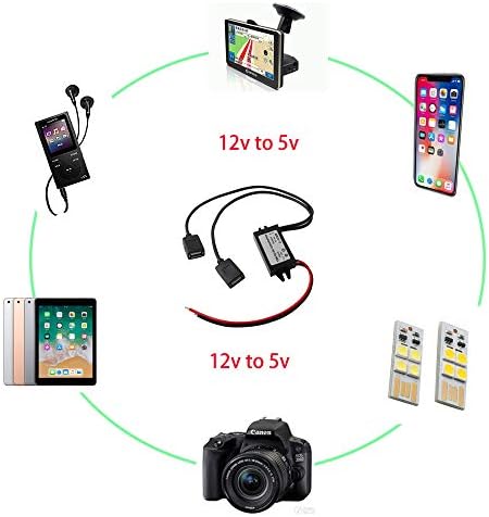 RUNCCI-YUN Car Power Converter DC 12V to 5V/ 3A Voltage Converter with Dual USB Adapter Connectors