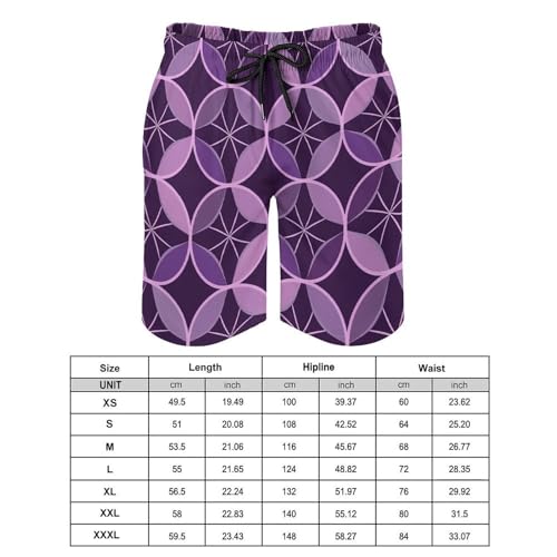 Men's Swim Trunks Quick Dry Board Shorts with Pockets Beach Shorts Purple Geometric Pattern Bathing Suits for Men2