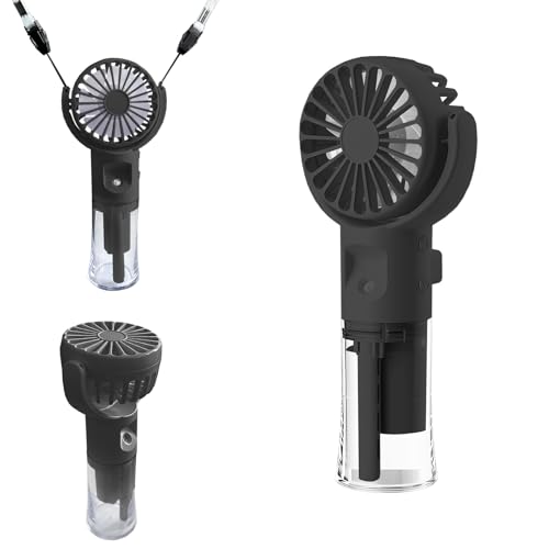 WUDEUI Mini ventilador portátil, ventiladores recargables por USB, 4 velocidades ajustables, ventilador de pulverización de mano para verano, viajes, maquillaje, hogar, oficina, camping