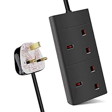 2M 2 Way Extension Cords: 13A/250V~, Max load 3120W, Black Multi-Function: This 13A extension lead with total power supply up to 3120W, enables you to power up 2 appliances simultaneously. Ideal for using in home, offices, entertainment centers and o...
