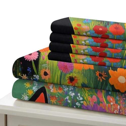 Parure de lit microfibre avec fermeture éclair art chat noir - 7