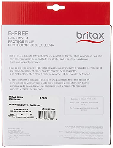 Britax B-Free Stroller Wind and Rain Cover | Easy Install + Air Ventilation + Storage Pouch Included Grey