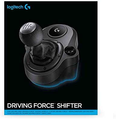 Logitech G Dźwignia zmiany biegów Driving Force do G923, G29 lub G920, 6 biegów, bieg wsteczny Push Down, stal i skóra, czarna