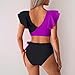 Bathing Suits Women 2026 Ruffle Two Piece Swimsuits Sexy V Neck High Waisted Bikini Set Comfy Fashion Swimwear Purple