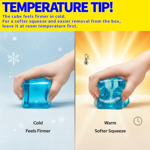 Premium MEGA Cube – Extra Large Ultra-Firm Gel Squishy Fidget Toy | Stress Balls for Adults with Non-Sticky, Odor-Free Shell & Reinforced Dual Leak-Proof Seals for Heavy-Duty Use | 1-Pack Blue - Image 5