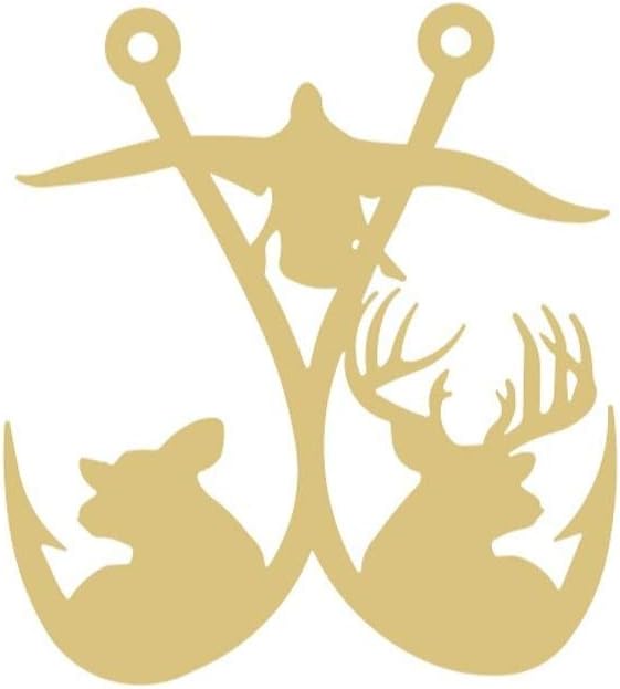 Hunting Design Cutout Unfinished Wood Hunters Decor Man Cave Door Hanger MDF Shaped Canvas Style 2 (24")