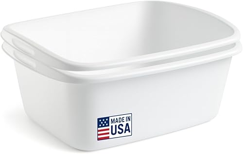 Miniatura 2 de Tribello Paquete de 2 sartenes para fregadero de cocina, lavabo de plástico y baño de pies para remojar los pies, cubo de lavado para lavar y