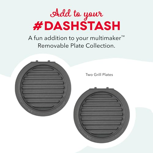 Image of Dash MultiMaker Mini System Removable Plate Set - Nonstick Replacement Plates for Fun-Shaped Waffle Breakfast - Waffle Maker Not Included - Two-Pack - Grill Plates, 4-Inch