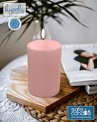 Hyoola Light Pink Pillar Candles 2X4 Inch - 4 Pack Unscented Pillar Candles Bulk - European Made #TOP6