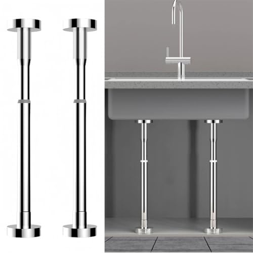 Teleskop-Stützstange, verstellbares Stützsystem, verstellbare Stützstange, 30–50 cm, Schrank-Hebebügel, für Waschbeckenschrank, Sofa (35–50 cm, schwarz), 2 Stück